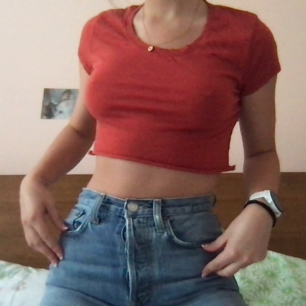 rust red crop tee